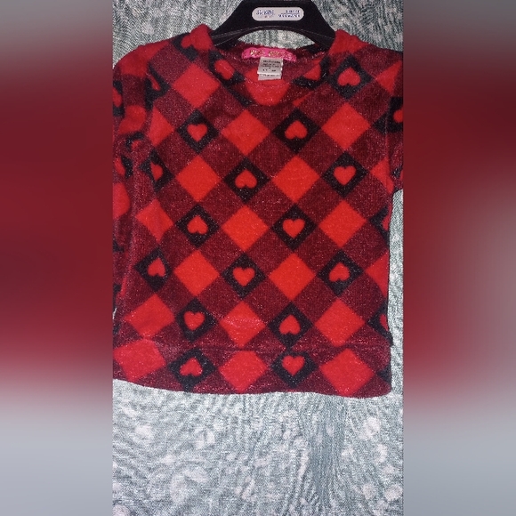 5 more minutes girls Flannel heart ❤️ pullover chunky sweater size 5 - Picture 2 of 3